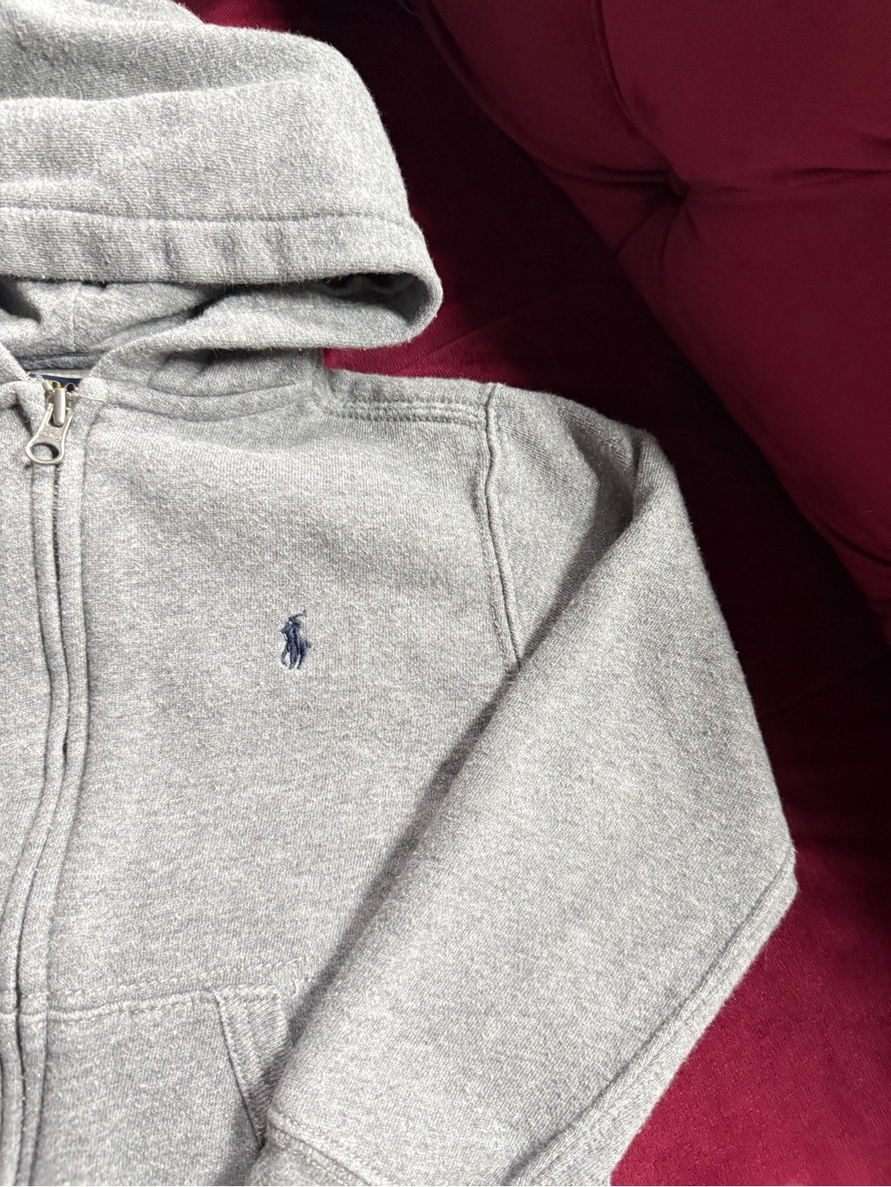 Polo by Ralph Lauren - Hooded Zip Sweatshirt - Gray / Navy Pony - Size 5 5T